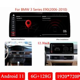 Lecteur multimédia autoradio 12.3 pouces Android 11 6G + 128G Navigation GPS, 4G, Carplay pour BMW E90/E91 (2006-2010) CCC/CIC