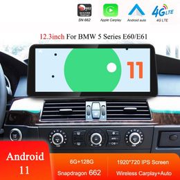 12,3 inch Android 11 SN662 Auto Android Multimedia Player Radio voor BMW 5 -serie E60/E61 SIM BT CarPlay GPS Navigation Touch Screen