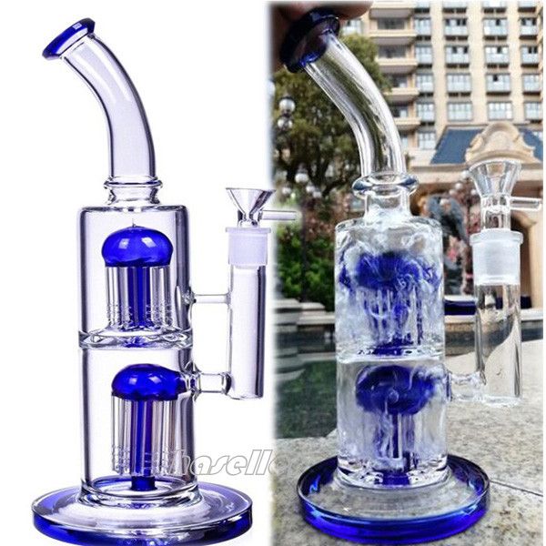 Bongs d'eau en verre épais Narguilés Recycler Dab Rigs Fumer des conduites d'eau Tuyau de fumée unique avec un bol mâle de 14 mm de 25 cm de haut