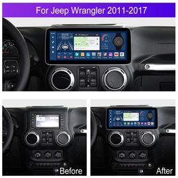 12.3 "64 GB Android 13 Car GPS Carplay Radio estéreo para Jeep Wrangler 2011-2017