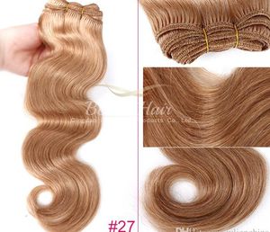 couleur 1424 pouces vague de corps indien 2pcs / lot couleur claire extensions de cheveux de trame de cheveux humains 100g p grade 8a livraison gratuite bella cheveux