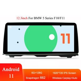Reproductor Multimedia de DVD con navegación GPS Android 11 SN662 para coche de 12,3 pulgadas para BMW Serie 5 F10/F11/520i Carplay 4G LTE Radio