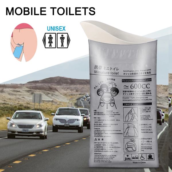 12-40pack extérieur d'urgence extérieure portable sac urine vomit, sac de pipi unisexe voyage mini toilettes mobiles pour femmes hommes bébé 4/8 pack