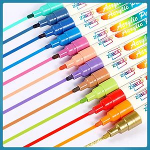 12/48 couleurs marqueurs de peinture acrylique stylos pour tissu marqueurs de peinture de roche stylo de peinture toile de verre en céramique bricolage fournitures de fabrication d'art 231226