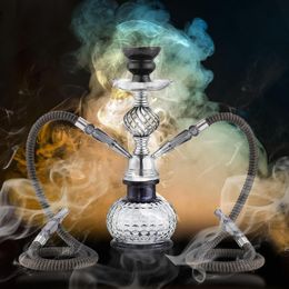 12,4 pouces Hookah Set Verre Métal multijoueur Verre Shisha Beaker Fumer Shisha Cigarette Filtre Arabian Oil Rigs accessoires Designer