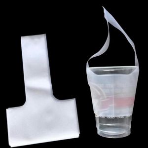 12.5*23 cm T-forme Transparent En Plastique Unique Tasse Emballage Sacs Jus Café Lait Tasse Sortant Transporteur Poche Boisson Clair