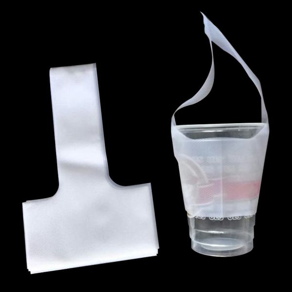 12.5 * 23 cm en forme de T en plastique transparent tasse unique sacs d'emballage jus de café tasse de lait sortant pochette de transport boisson clair sacs d'emballage