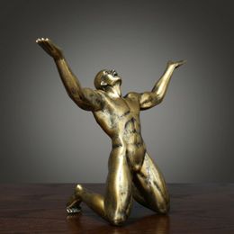 12 5 pulgadas Art Deco Escultura de bronce Creative Abstract Figura Estatua decorativa179m