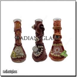 12,5 "Bongs en verre de style unique Halloween Narguilés Mini Petit Dab Rig 3D Peint Big Cool Bongs avec tige descendante diffuse Pipe à eau pour fumer en gros Chine