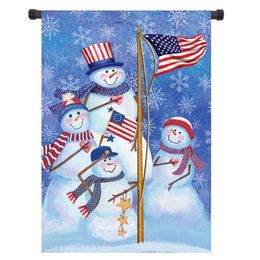 12,5 x 18 Navidad muñecos de nieve invierno bienvenida casa jardín bandera patio Banner decoraciones