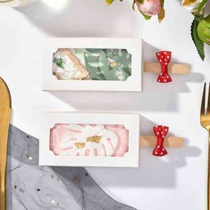 12/50/100 boîtes à gâteaux avec trou Party Favor Treat Candy Macaron Packaging pour Babay Shower et mariage H1231