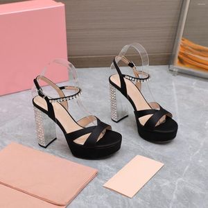 12,5 cm met schoenen Sandalen Vrouwplatform Hoge hakken 2023 Silk echt leer sexy bruiloft Rhinestone Designer Pumps 5