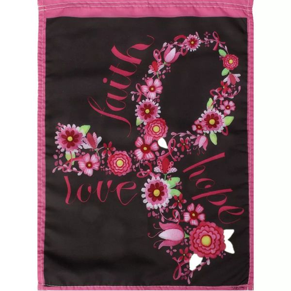 12.5x18 Faith Hope Love Jardin Drapeau Ruban Rose Sensibilisation au Cancer du Sein Décorations Florales