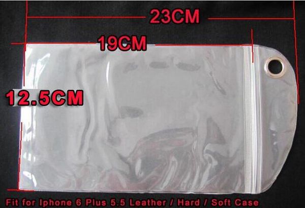 12.5x23CM Sac de vente au détail Emballage Emballage Fermeture à glissière étanche En plastique transparent pour Iphone 11 Pro Max XR XS 8 Samsung S9 S10 S20 Étui souple en cuir