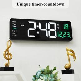 12.6 / 15.24 pouce grand horloge de mur numérique Date de température Date de la semaine Tableau de télécommande Horloge 2 Count-coucher d'alarme Count d'alarme LED