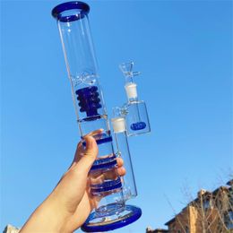 12.6 '' Filtro de panal azul de vidrio de vidrio fumar tubería de agua Hooká con receptor de cenizas Envío gratis