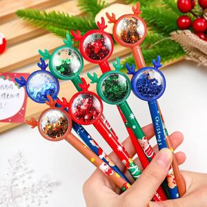 12/60 PCS Creative Christmas Elk Gel Pens Ins Ins Girl Heart Christmas Patenery Cartoon Cute Signature Water Based Pen 240401