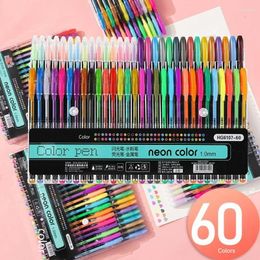 12-60pcs Couleurs de paillettes métalliques stylos de gel 100 refilmes colorées de la papinerie de la papeterie surligneur coloriage de dessin