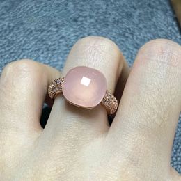 12,6x6mm Klassieke Ring Snoepstijl Ring Zirkoon Platte Natuurlijke Roze Kristallen Ring Voor Vrouwen Bruiloft Mode-sieraden Cadeau 240202