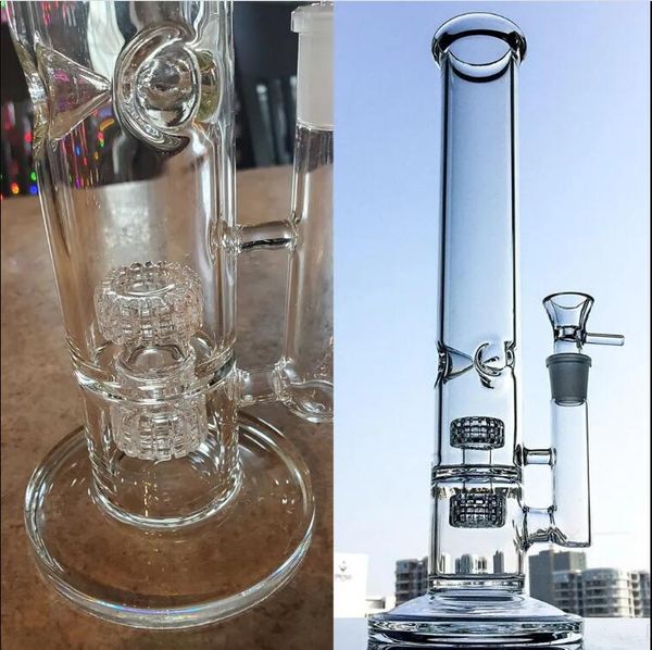 Big Glass Bong Smoke Water Pipes Hookahs Heady Glass Dab Rigs Double Birdcage Perc con junta de 18 mm 26 cm de altura