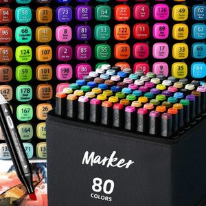12-80 couleurs art marker huilet jeu de stylo à double tête d'esquisse de pointes huilières marqueurs graffiti manga pour les étudiants fournitures d'art 240328