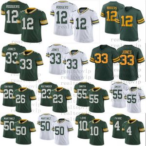 12 Aaron Rodgers 33 Jones Green Football Maillots Hommes Femmes Jeunesse Brett Favre Packer Jersey 10 Love 26 Darnell Savage 23 Jaire Alexander Randall Cobb