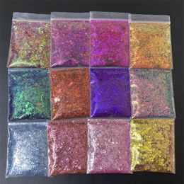 12 sacs 120 g de couleur à changement de couleur Flakes Polyester y Sequins de caméléon artisanal mélangé ensemble pour les gobelers bricolage 240328