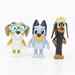 12 Bluey Family Character Model Decoraties Leuke puppy verplaatsbare gewrichten decoraties Mini PVC Character Model Toys Children's Gifts