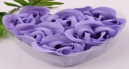 12 boîtes de savon pétale de rose décoratif violet, 6 pièces dans une boîte en forme de cœur, cadeaux de mariage 6231121