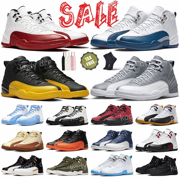 12 Cherry 12s Zapatillas de baloncesto para hombre Negro Rojo Taxi Juego de gripe Stealth Púrpura Brillante Naranja Oscuro Concord Royalty Zapatillas deportivas