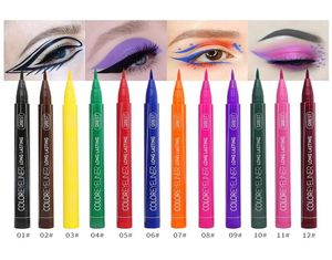 12 kleuren eyeliner vloeistof waterdichte gemakkelijk te dragen make -up matte eye voering blauw rood groen wit goud bruin eyliner5380436