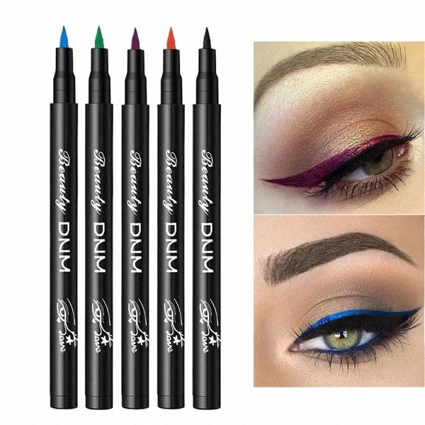 12 Color Mate Líquido Delineador de ojos Lápiz Colorido Impermeable Lg Cosméticos duraderos Maquillaje Verde Azul Delineador de ojos Pluma Herramientas de maquillaje r7Kl #