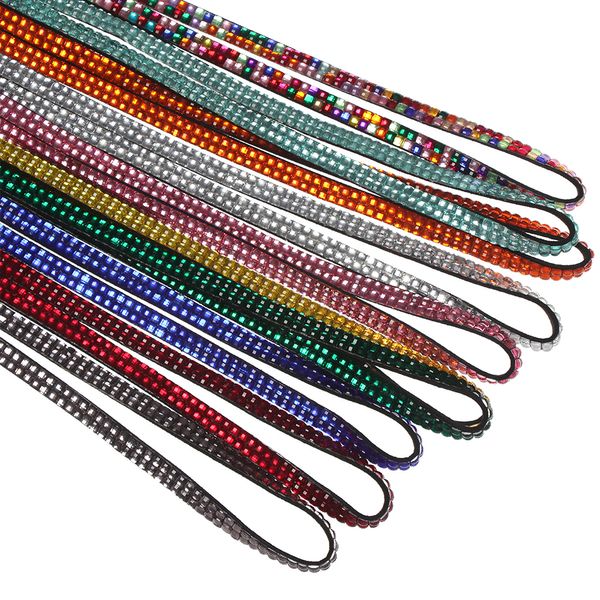 12 colores Rhinestone Bling Crystal Lanyard Insignia Titular de la tarjeta de identificación Correa para el cuello Clip brillante Teléfono móvil Cuerda colgante Suministros de oficina Cordón al por mayor