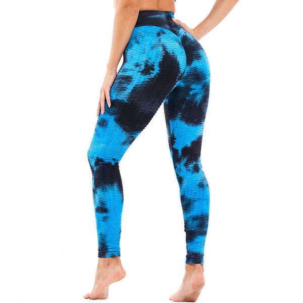 12 Couleur Stretch Tie Dye Casual Sport Pantalon Peach Buttom Moulante Sexy Leggings Taille Haute Pantalon De Yoga Workout Cyclingwear 210604