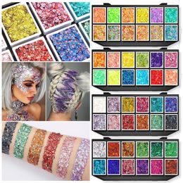 12 Color UV Lumineux Holographic Glow Chunky Glitter Palet Palette Palette Sequin Gel For Kids Christmas Maquillage 240515