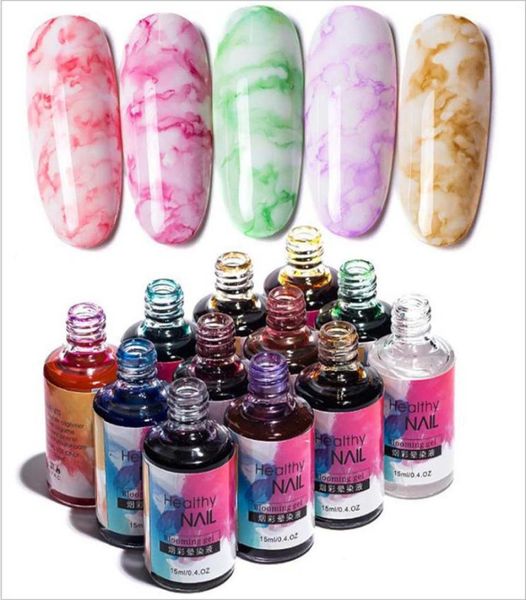 12 couleurs 15 ml de fleur en fleur Blooming gel polonais aquarelle en marbre nail magie fleurir gel1213828