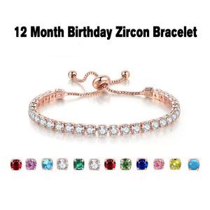 12 couleurs 4 mm Bracelet de tennis à cristal à ligne unique Round