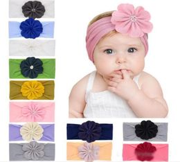 12 kleuren Baby Girl Nylon Flower Headband Fashion Soft Candy Color Bohemia Bow Girl Infant Hair Accessories Headband9951143