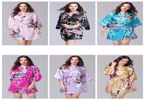 12 couleurs peignoir robe de nuit SXXL sexy femmes 039s japonais soie kimono robe pyjamas chemise de nuit vêtements de nuit floral sous-vêtements6028516