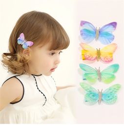 12 couleurs épingles à cheveux papillon double couche en tulle tridimensionnel épingles à cheveux pour enfants mignons bijoux anciens accessoires de bricolage bateau libre 100