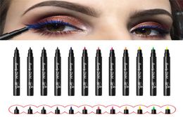 12 kleuren Eyeliner Make-up Waterproof Neon Kleurrijke Vloeibare Eyeliner Pen Make Up Comestics Langdurige zwarte eyeliner potlood Makeu9179329