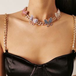 12 couleurs Fashion Trendy INS Designer Luxury Diamond Diamond Zirconia Rhinestone Statement Collier Choker For Woman Girls Pretty 3D Butterflie 2626