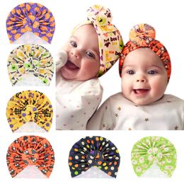 12 Kleuren Halloween Kerst Zuigeling Peuter Unisex Bal Knoop Caps Indian Turban Cap Baby Donut Hat Xmas Hoofdband Hats M2780