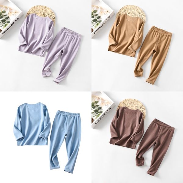 12 colores INS Otoño Niño Niños Niños Niñas Pijamas Trajes Unisex Manga larga Camisetas lisas Pantalones 2 piezas Conjuntos de ropa para niños 573 K2