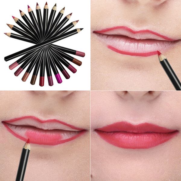 12 colores lápices de labios mate delineador de labios impermeable suave seda colorida lápiz labial desnudo pigmentos de larga duración maquillaje de labios