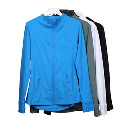 Lu veste de yoga pour femmes, 12 couleurs, veste de sport, cardigan à fermeture éclair, manches longues, slim, haut de fitness, définir les vêtements de yoga