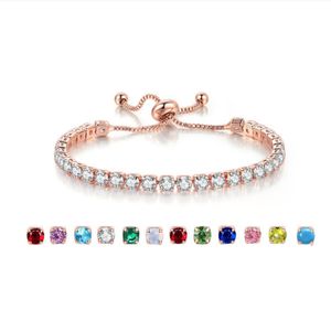 12 kleuren luxe mode sieraden volledige diamant verstelbare armband populaire 4 mm ronde ronde enkele rij kristalontwerpers ontwerp meisjes vakantie cadeau accessoires