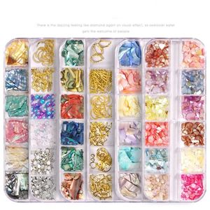 12 kleuren gemengde nail art shell sieraden doosfragmenten Japans net rood dezelfde nail art shell steenset