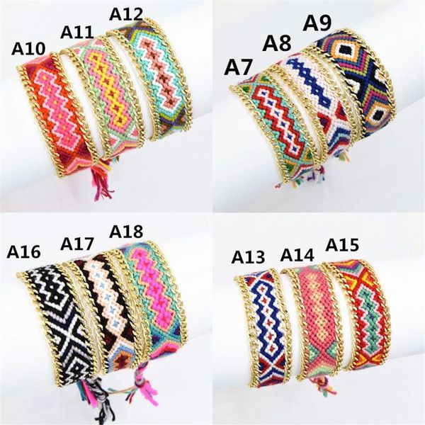 12 couleurs mixtes style vintage coton tricot unisexe amitié bracelets bohemian style Genève bracelet gold chain amitié brac255b