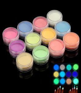12 kleuren Nail Art fluorescerend poeder acryl UV gel nagel lichtgevend pigment7293482